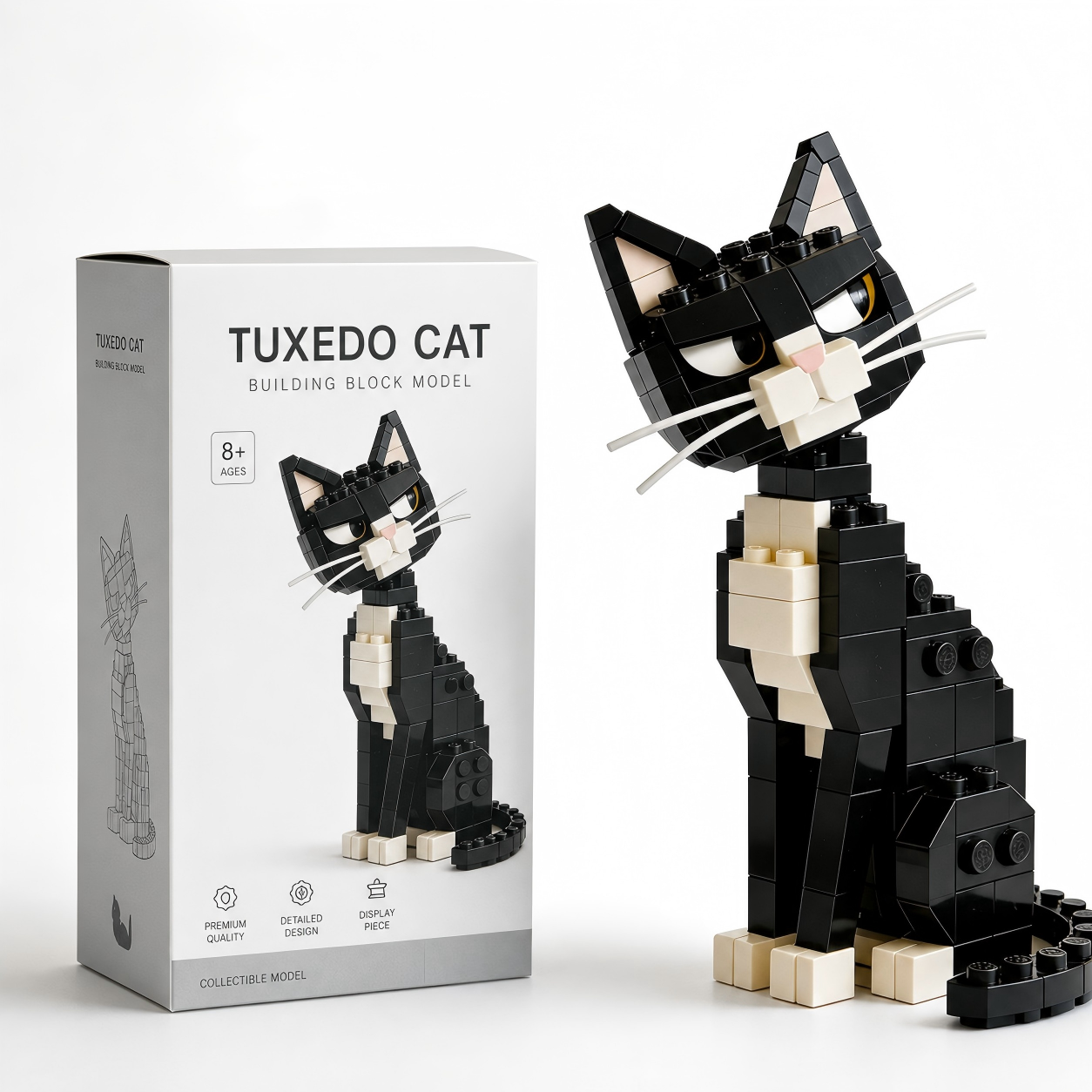 Overdramatic Side-Eye Cat Brick Set – Funny Aloof Cat Model🐈‍⬛