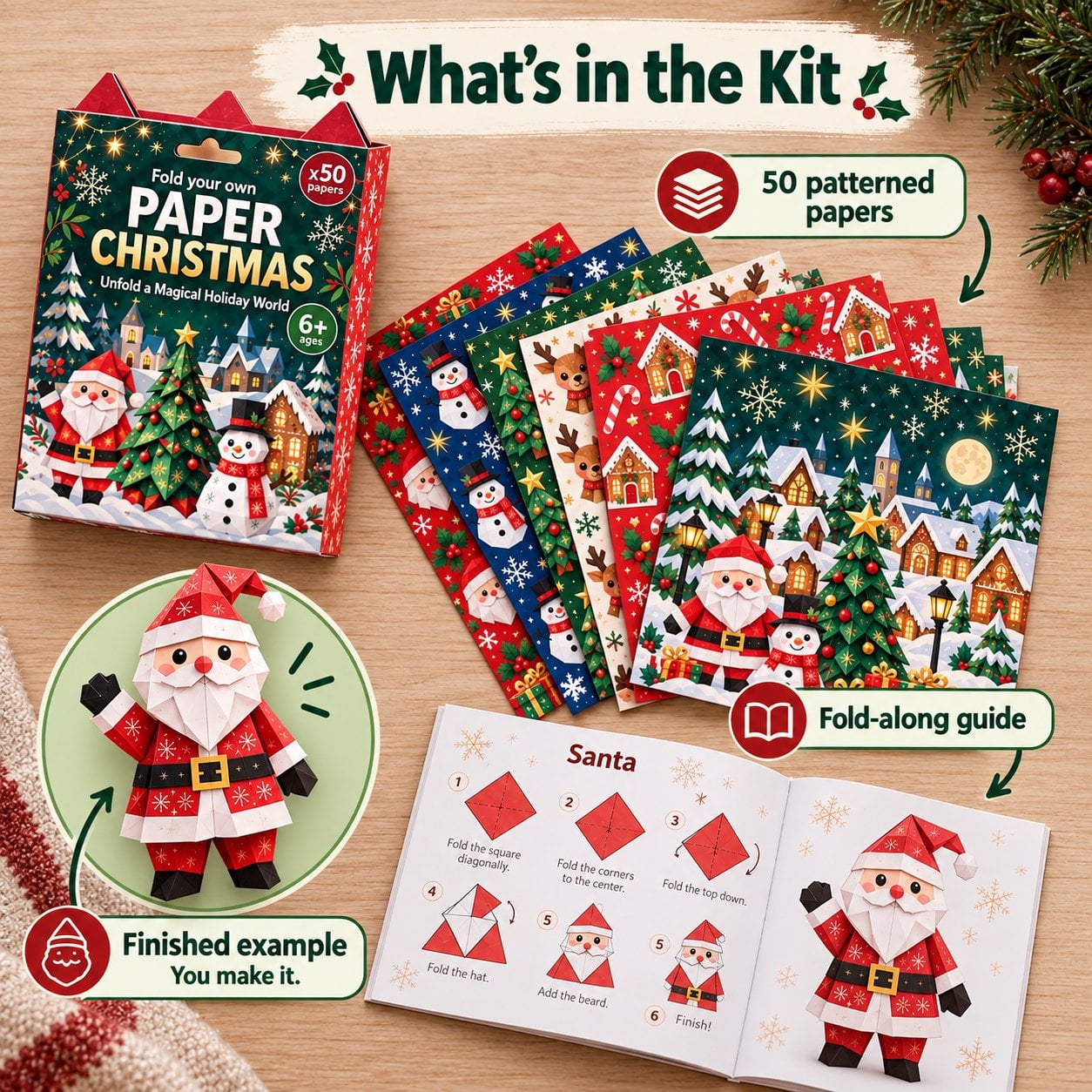 Last Day 57% OFF🎄Beginner-Friendly 3D Christmas Paper Craft Kit | Easy Layered DIY Holiday Decoration ✨