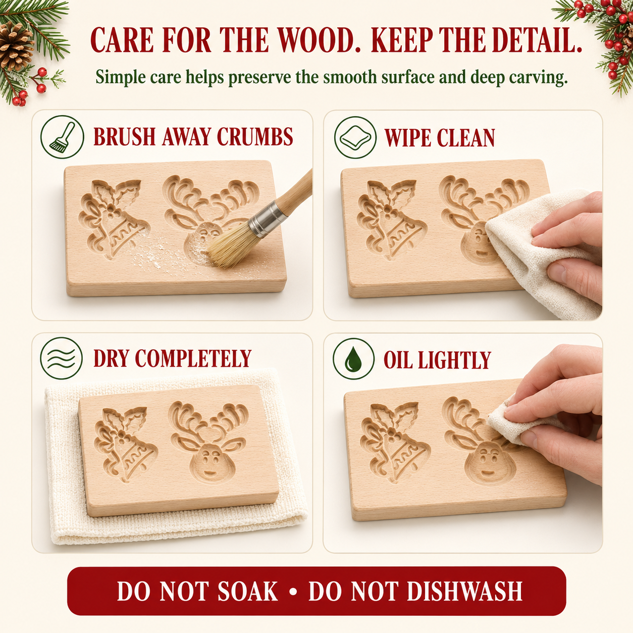 Wooden cookie mold care instructions