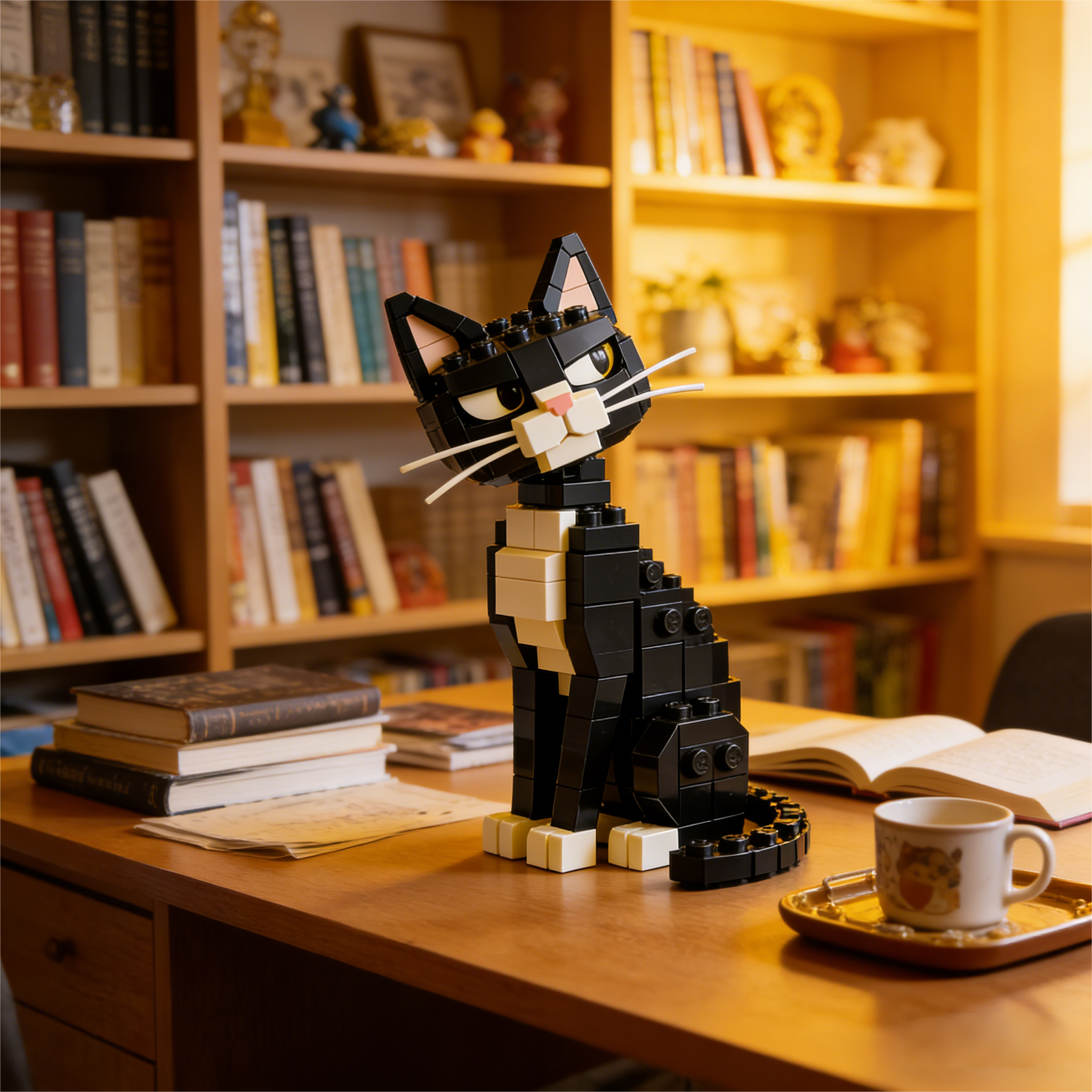Overdramatic Side-Eye Cat Brick Set – Funny Aloof Cat Model🐈‍⬛