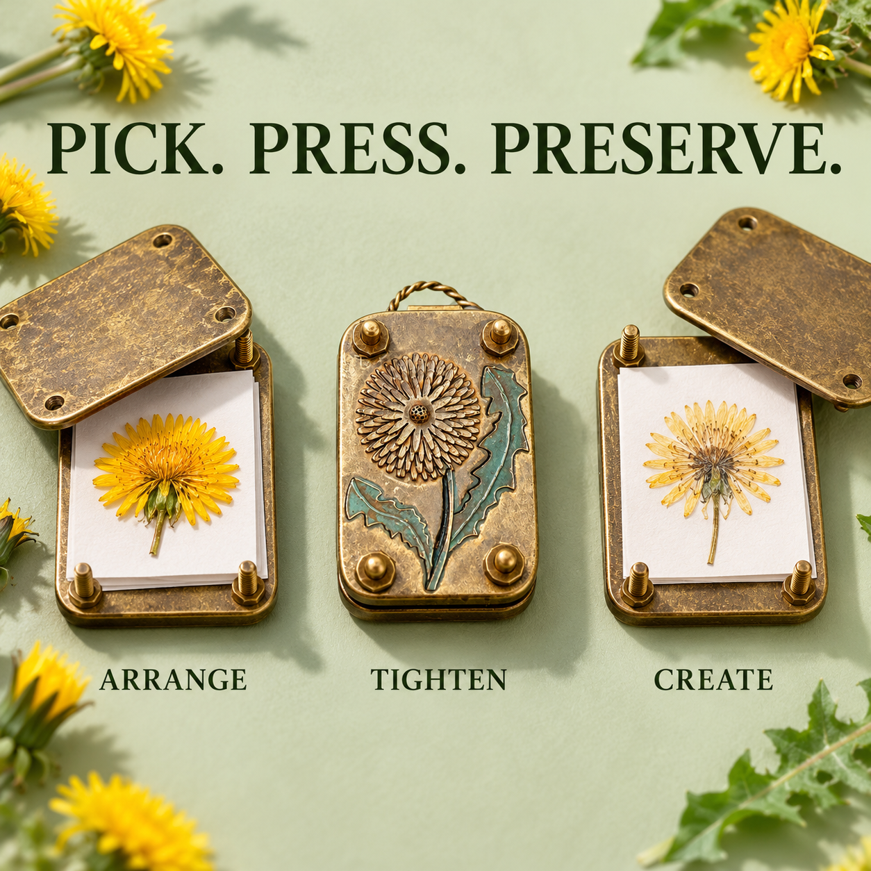 A personal handmade project decorated with pressed flowers