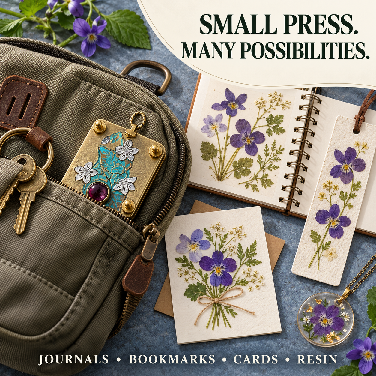 Nine vintage-inspired miniature flower press finishes