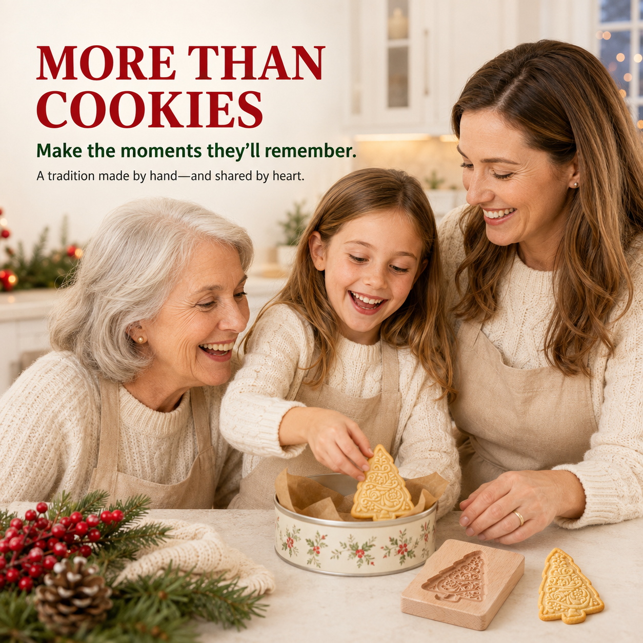 Holiday baking together in a family kitchen