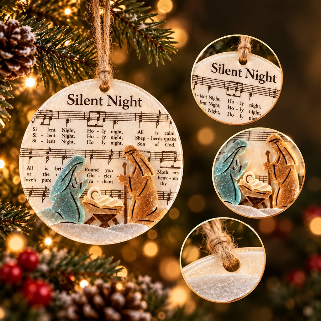 Close-up of the carol ornament details