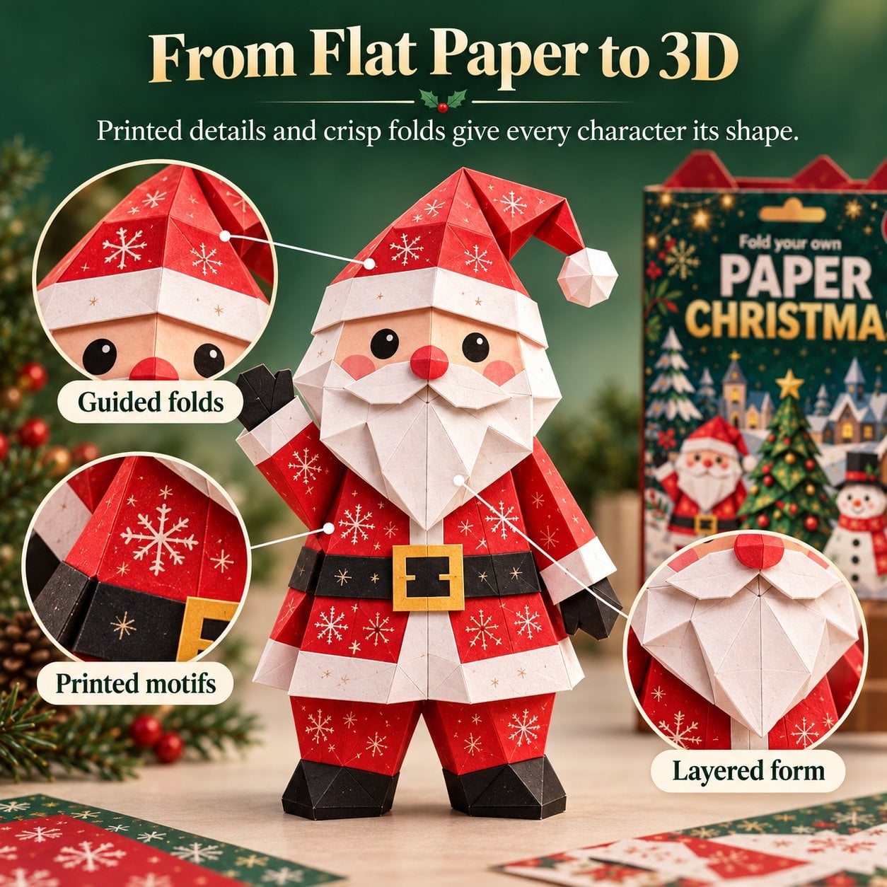 Last Day 57% OFF🎄Beginner-Friendly 3D Christmas Paper Craft Kit | Easy Layered DIY Holiday Decoration ✨