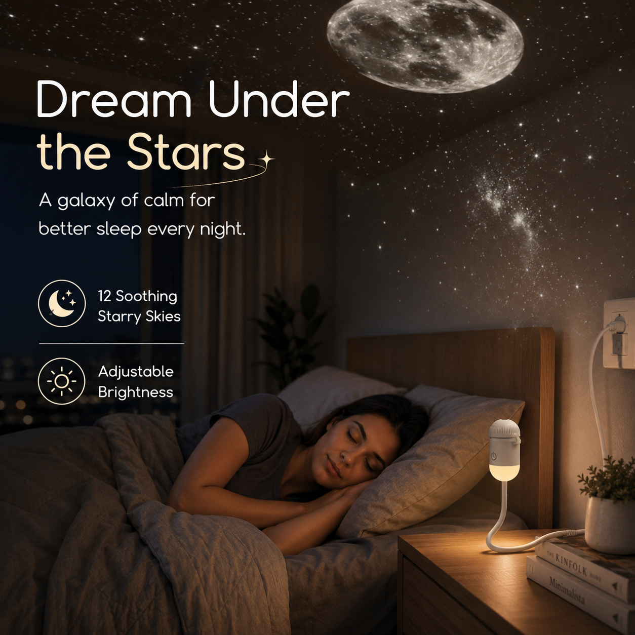 Relaxing star projection at bedtime