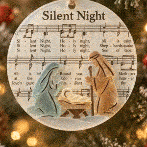 Silent Night sea-glass Nativity Christmas ornament