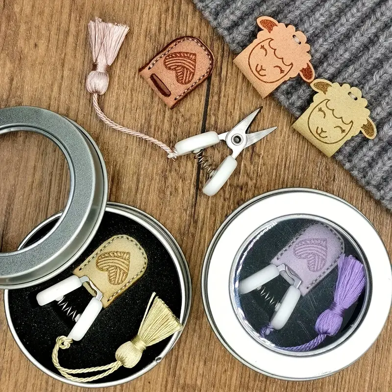 (🌲Early Christmas Sale- 49% OFF) Artistic Mini Scissors✂️, 🎁Metal Storage Box + Leather Cover
