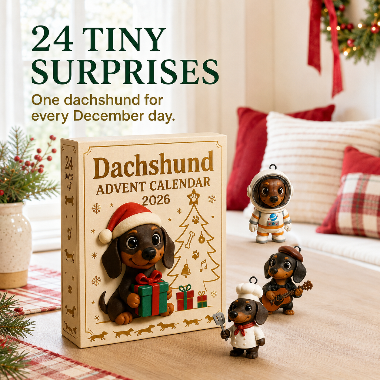 Family enjoying the Dachshund Advent Calendar