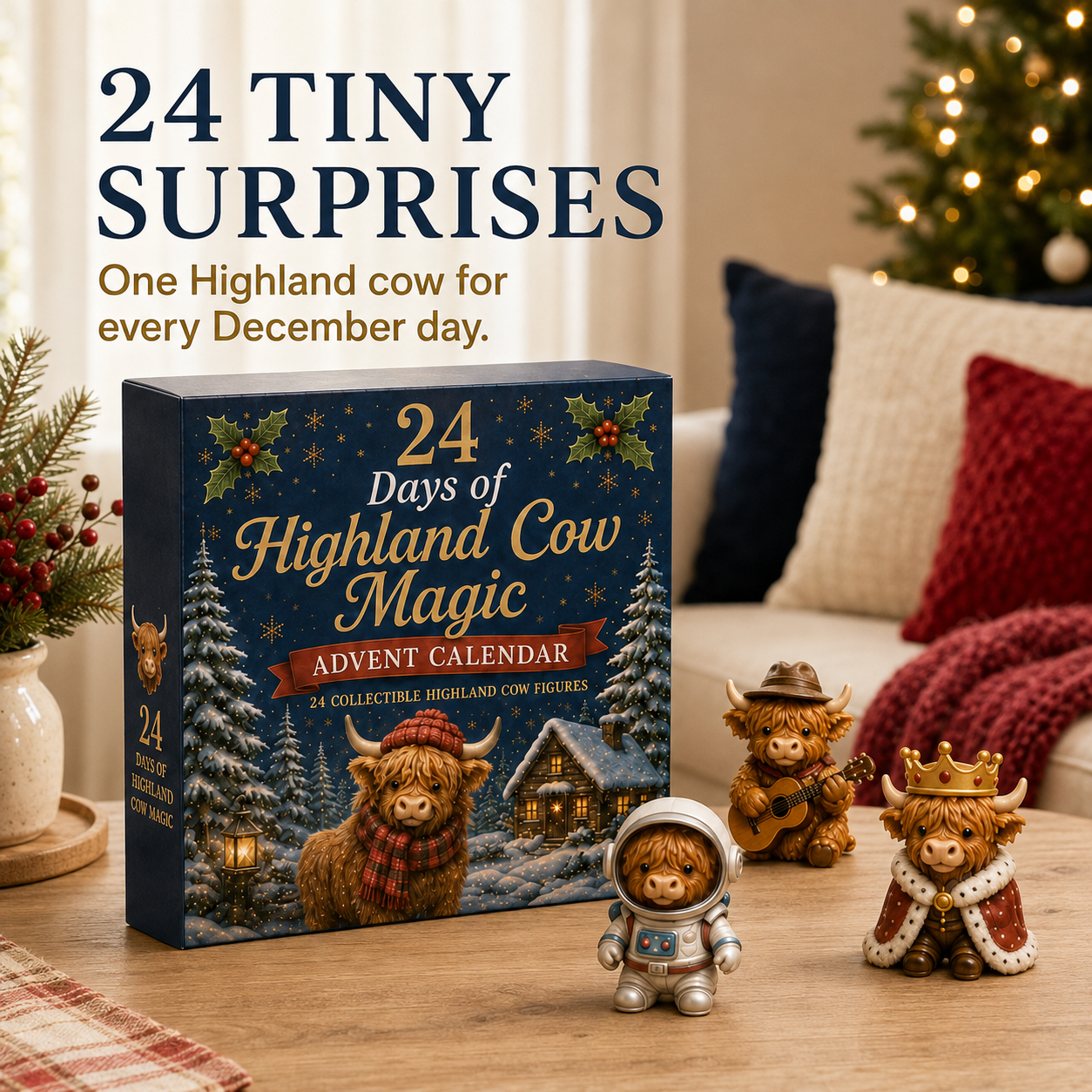 Highland cow Christmas advent calendar gift