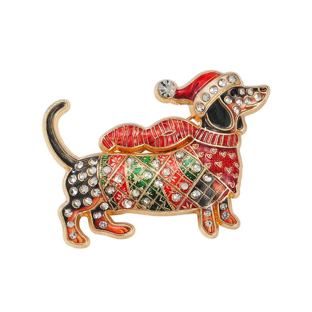 🎄🐾Christmas Dachshund Brooch for Doxie Lovers