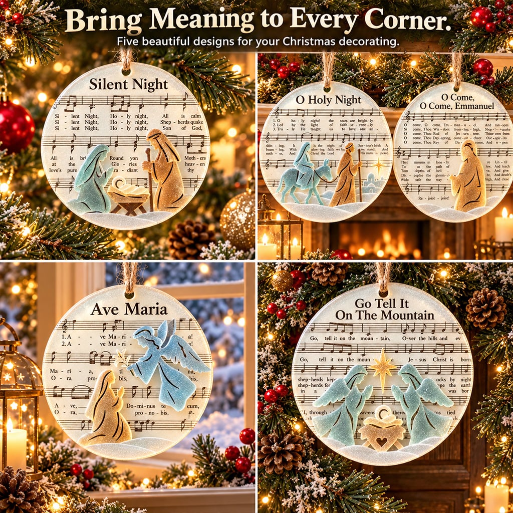 Christmas carol ornament displayed in a home