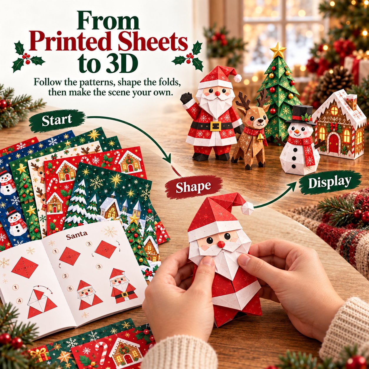 Last Day 57% OFF🎄Beginner-Friendly 3D Christmas Paper Craft Kit | Easy Layered DIY Holiday Decoration ✨
