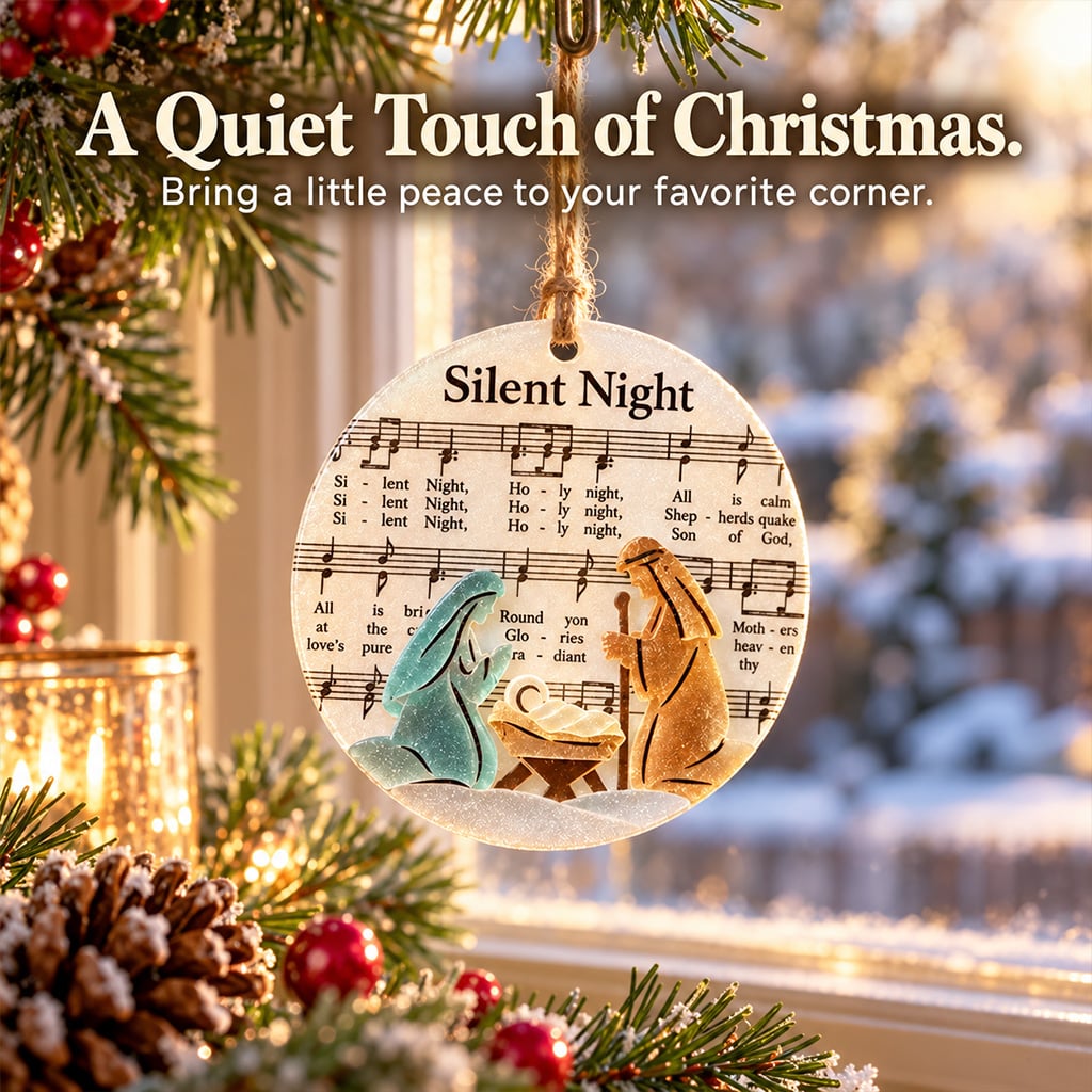 Sea-glass carol ornament displayed at home
