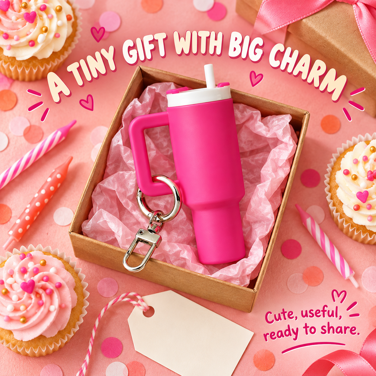 Mini cup keychain carried during a busy day out
