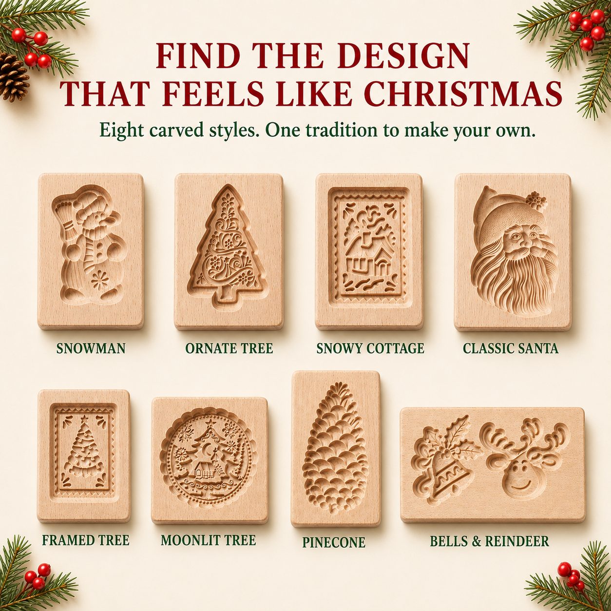 Christmas wooden cookie mold design collection