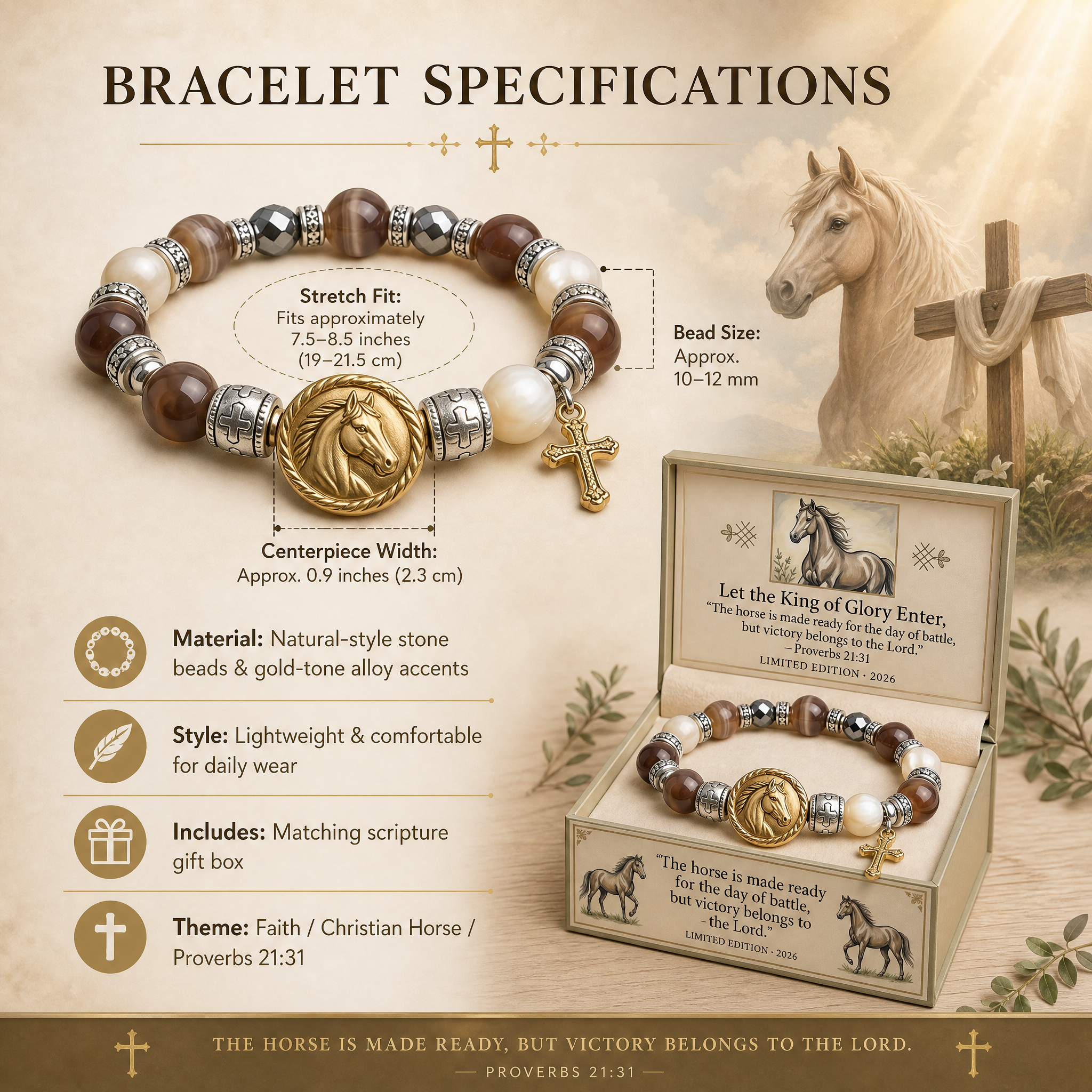 🐎 Faith • Strength • Victory ✝️ — King of Glory Horse Bracelet