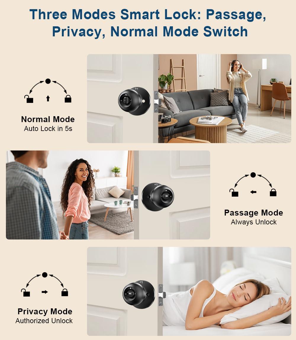 [Deals for You Days] EUERTE Smart Fingerprint Door Lock 3-in-1 with TT App Control & 5S Auto-Lock Rechargeable Battery for Rooms Offices Apartments Warehouses Garages Black Friday Gift FathersDayGift