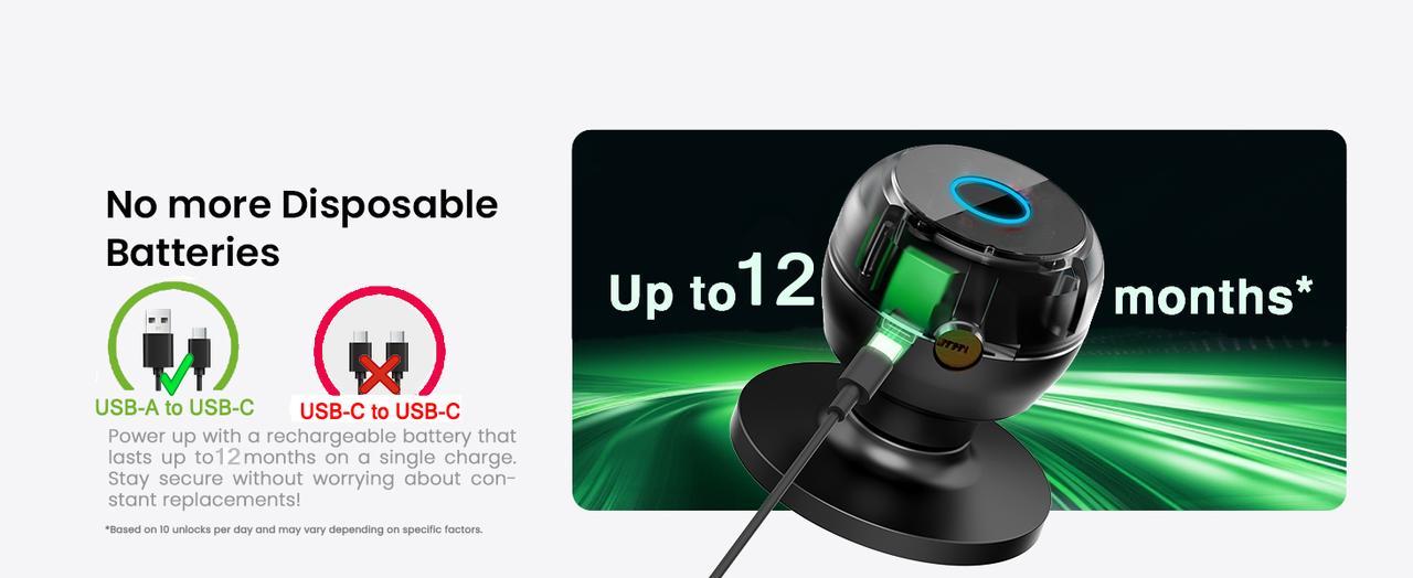 [Deals for You Days] EUERTE Smart Fingerprint Door Lock 3-in-1 with TT App Control & 5S Auto-Lock Rechargeable Battery for Rooms Offices Apartments Warehouses Garages Black Friday Gift FathersDayGift