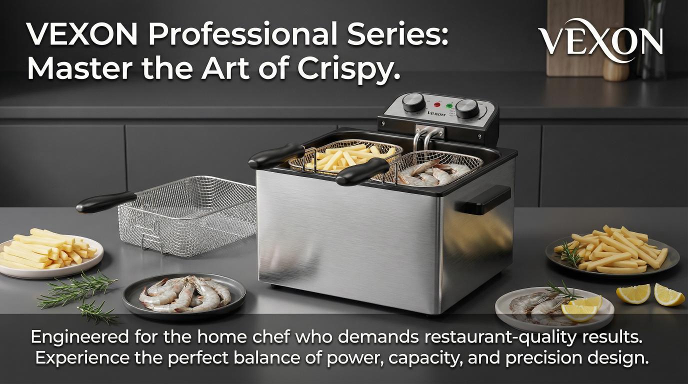 VEXON 5L Extra Large Deep Fryer with 3 Baskets &ndash; Family-Size 1800W High-Heat Frying, 21-Cup Capacity, Easy Clean, Perfect Gift for Home Cooking & Family Meals