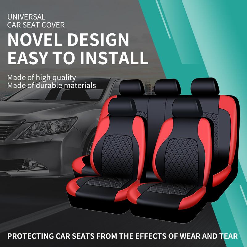 PU Leather Car Seat Covers for 2/5 Seats, Universal Fit Waterproof Car Seat Protectors, Fits Most Auto Truck Van SUV, Airbag Compatible, Protects Against Spills & Scratches, Car Interior Kit, Truck Car Accessories, Black Red Gray Front & Rear Covers PU Leather Car Seat Covers for 2/5 Seats, Universal Fit Waterproof Car Seat Protectors, Fits Most Auto Truck Van SUV, Airbag Compatible, Protects Against Spills & Scratches, Car Interior Kit, Truck Car Accessories, Black Red Gray Front & Rear Covers