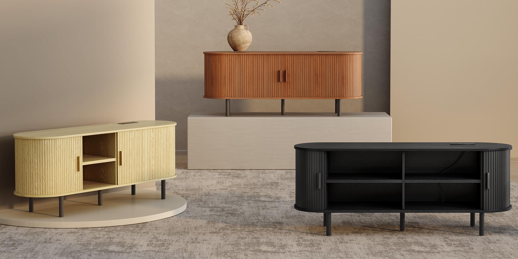 【Sliding Doors Design】ONBRILL 55"/63"/71"/86" Gorgeous Fluted TV Stand for TVs up to 60/70 Inch, Modern Entertainment Center with Power Outlet & Adjustable Shelves Storage for Living Room, Media Console,Bedroom Furniture,Christmas Gift【BackToSchool】