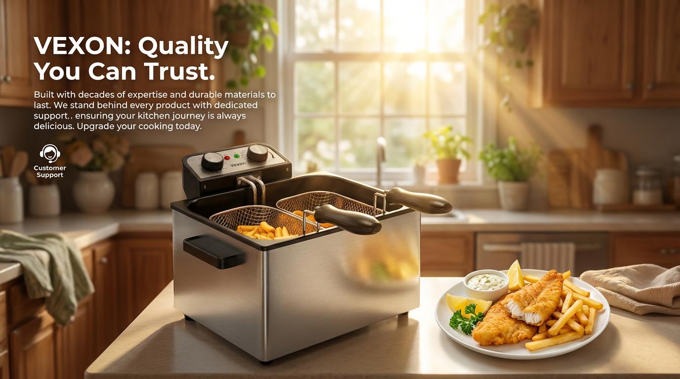 VEXON 5L Extra Large Deep Fryer with 3 Baskets &ndash; Family-Size 1800W High-Heat Frying, 21-Cup Capacity, Easy Clean, Perfect Gift for Home Cooking & Family Meals