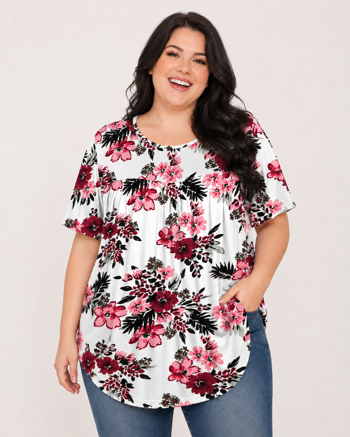 【LIMITED TIME 40% OFF】Plus Size Printed Tunic - Stretchy & Curve-Friendly