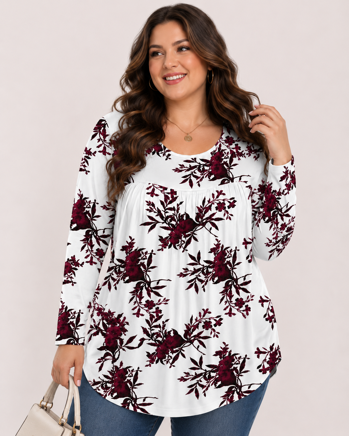 Long-Sleeved Pullover Large Size Floral 3D Printed Women'S Top