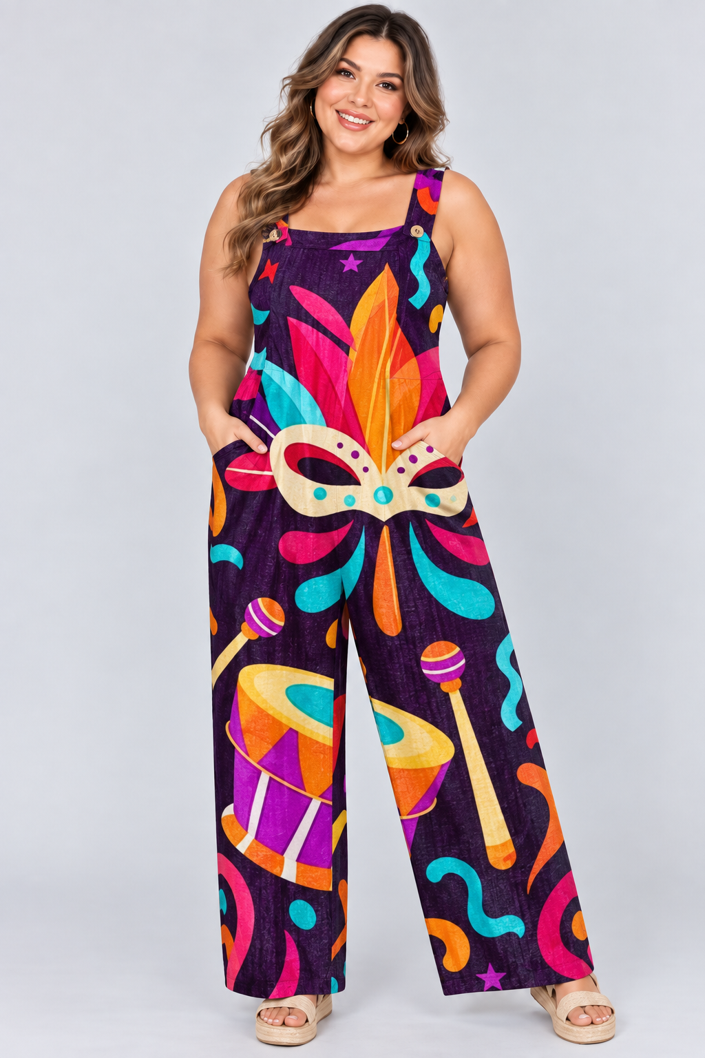 Loose-Fitting Jumpsuit with Suspenders