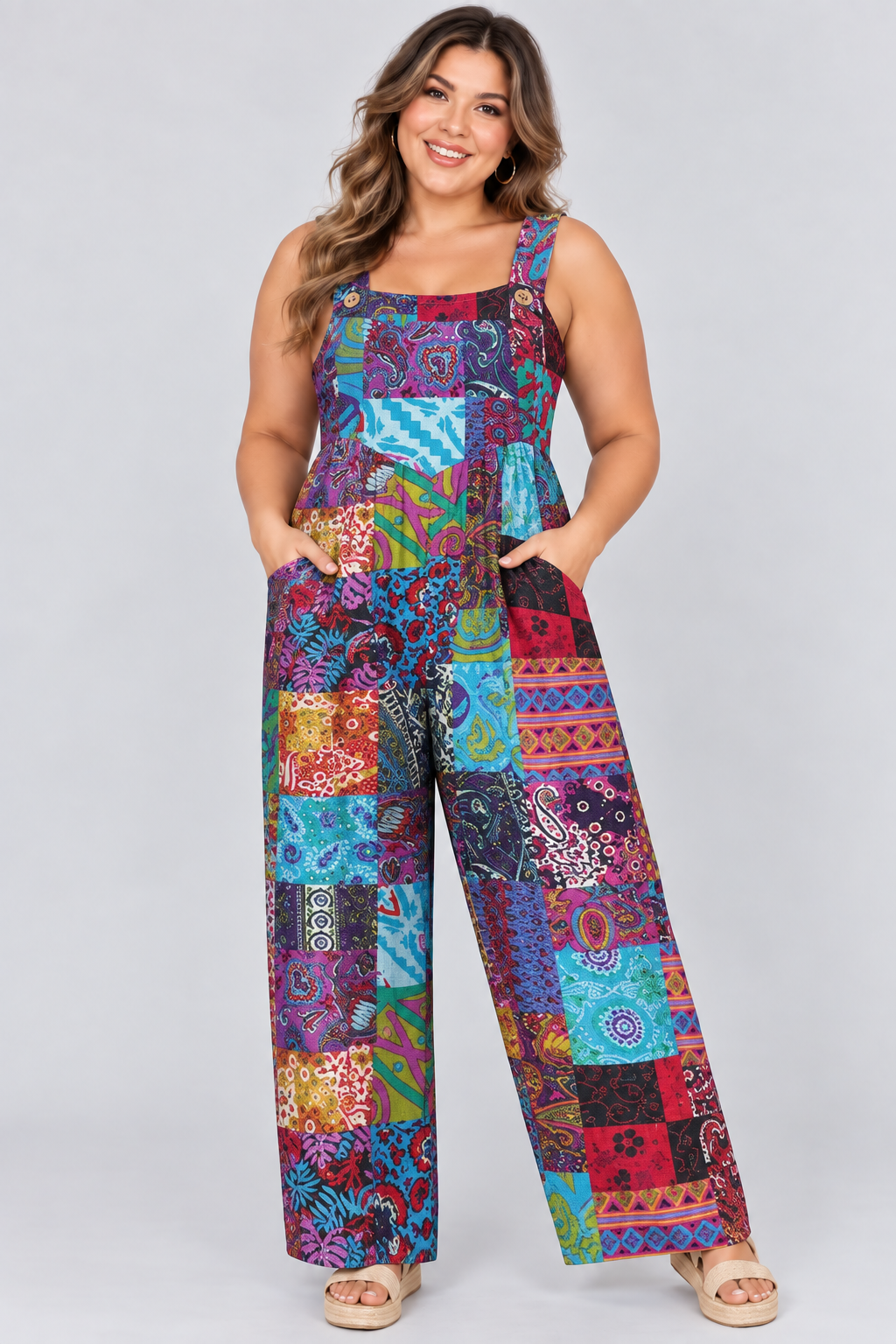 Loose-Fitting Jumpsuit with Suspenders