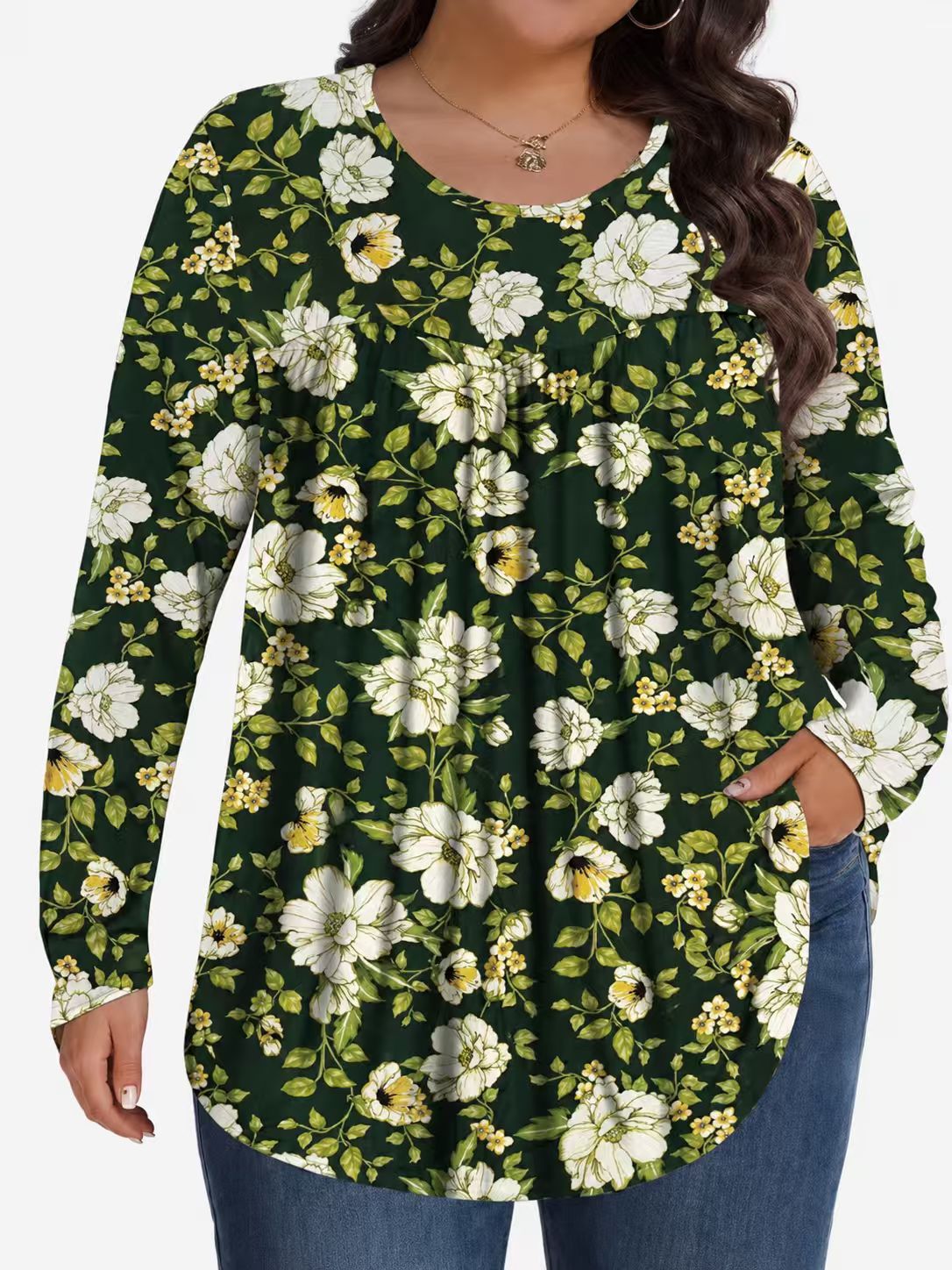 Long-Sleeved Pullover Large Size Floral 3D Printed Women'S Top