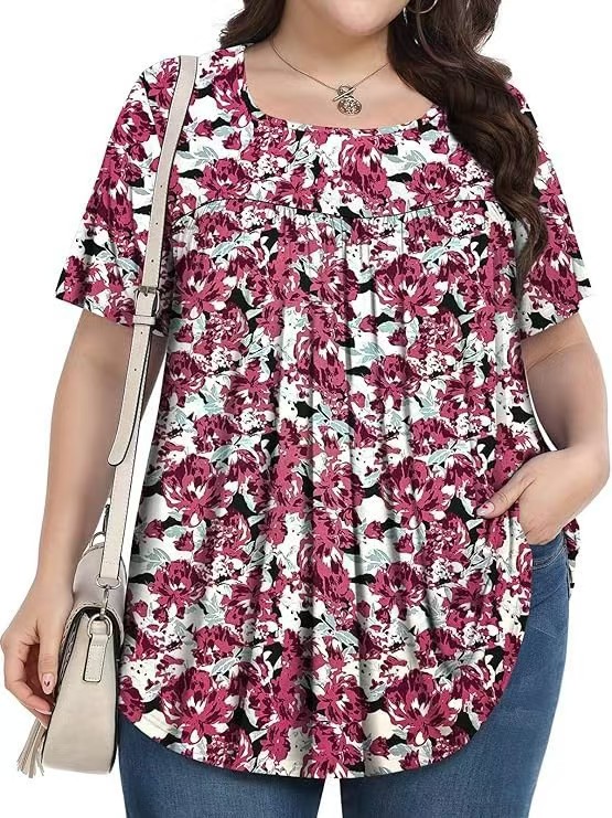 【LIMITED TIME 40% OFF】Plus Size Printed Tunic - Stretchy & Curve-Friendly