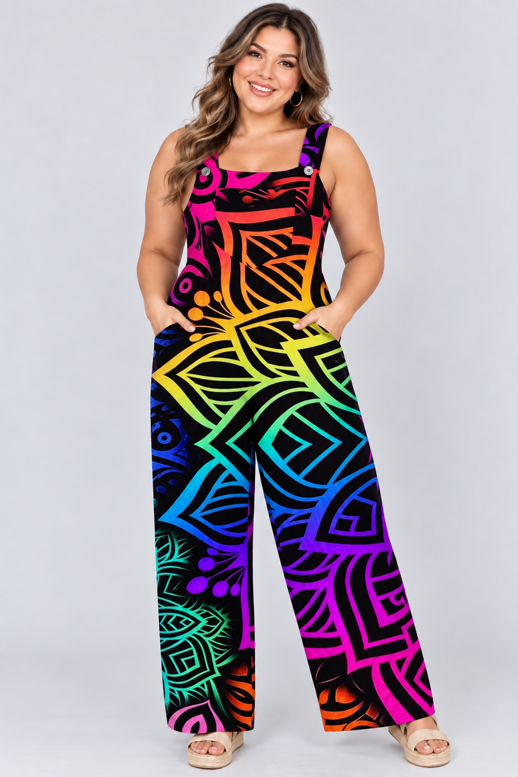 Loose-Fitting Jumpsuit with Suspenders