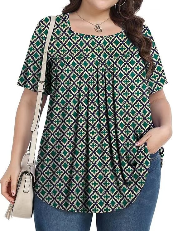 【LIMITED TIME 40% OFF】Plus Size Printed Tunic - Stretchy & Curve-Friendly