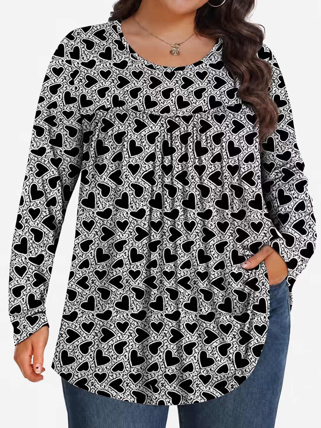 Long-Sleeved Pullover Large Size Floral 3D Printed Women'S Top