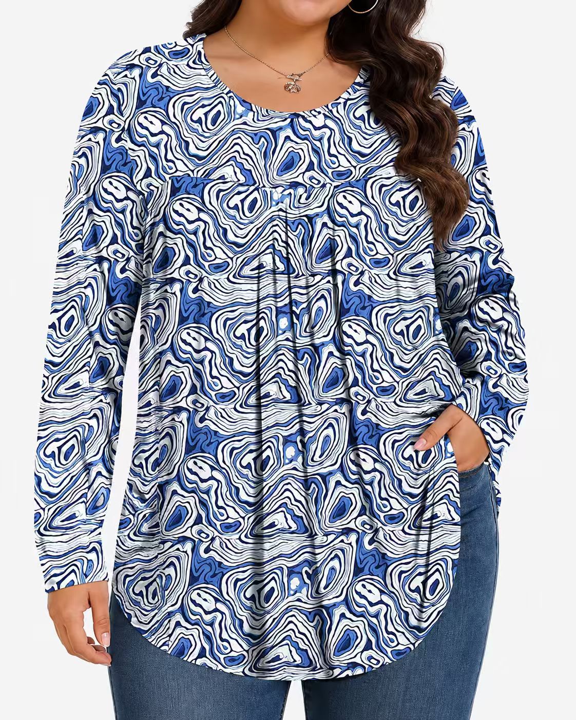 Long-Sleeved Pullover Large Size Floral 3D Printed Women'S Top