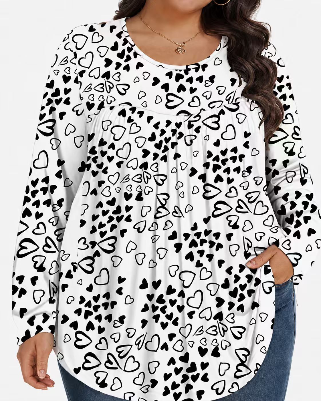 Long-Sleeved Pullover Large Size Floral 3D Printed Women'S Top
