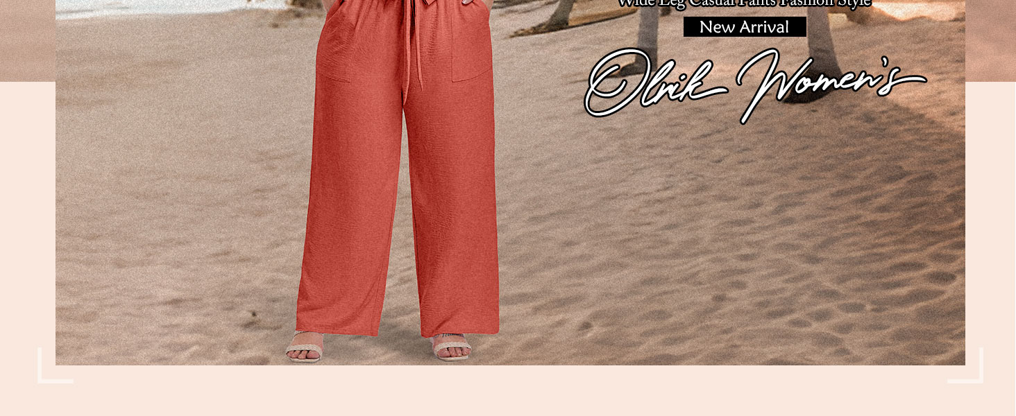 Women Plus Size Pants Elegant Palazzo Pants High Waisted Wide Leg Belted Trousers with Pockets