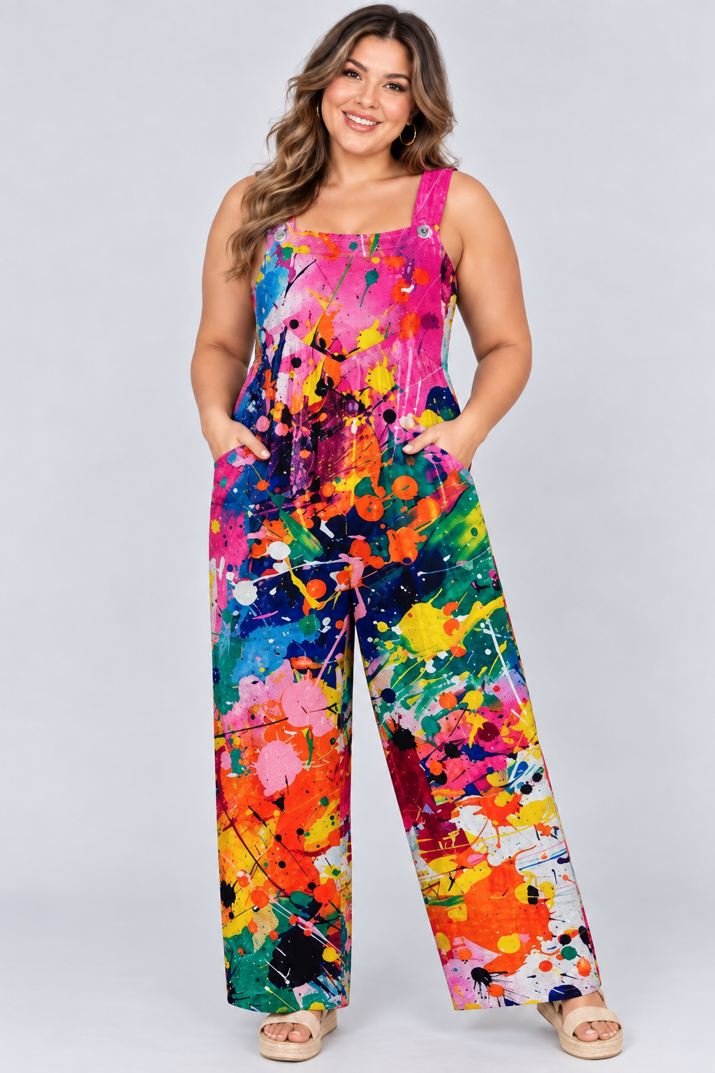 Loose-Fitting Jumpsuit with Suspenders
