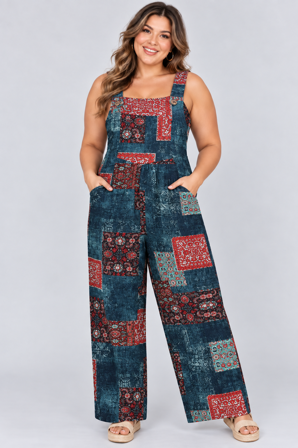 Loose-Fitting Jumpsuit with Suspenders