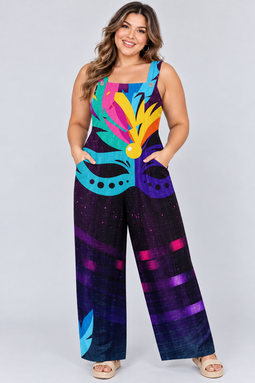 Loose-Fitting Jumpsuit with Suspenders