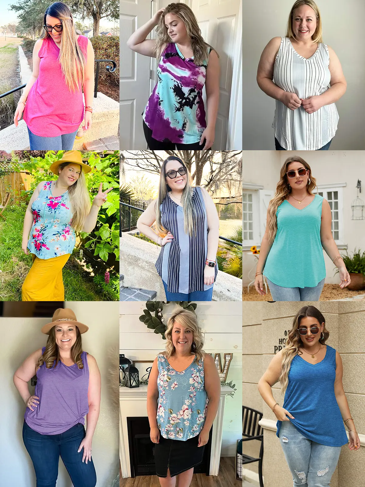 Summer Plus Size Tank Tops for Women V-Neck Tie Dye Color Basic Sleeveless Loose Fit Tees Chic Stretchable Breathable Solid Print Striped summervibes tshirt