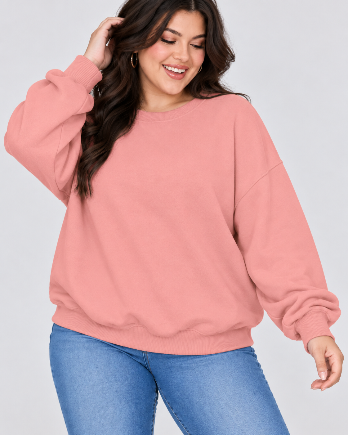 Long-sleeve round-neck pullover casual top