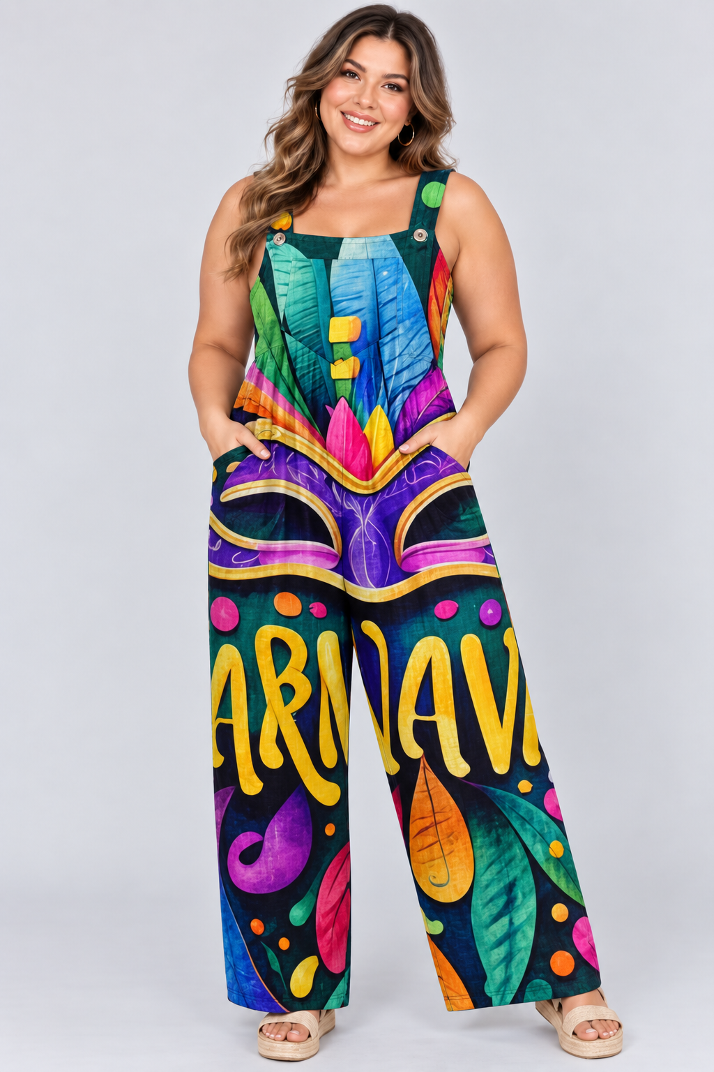Loose-Fitting Jumpsuit with Suspenders