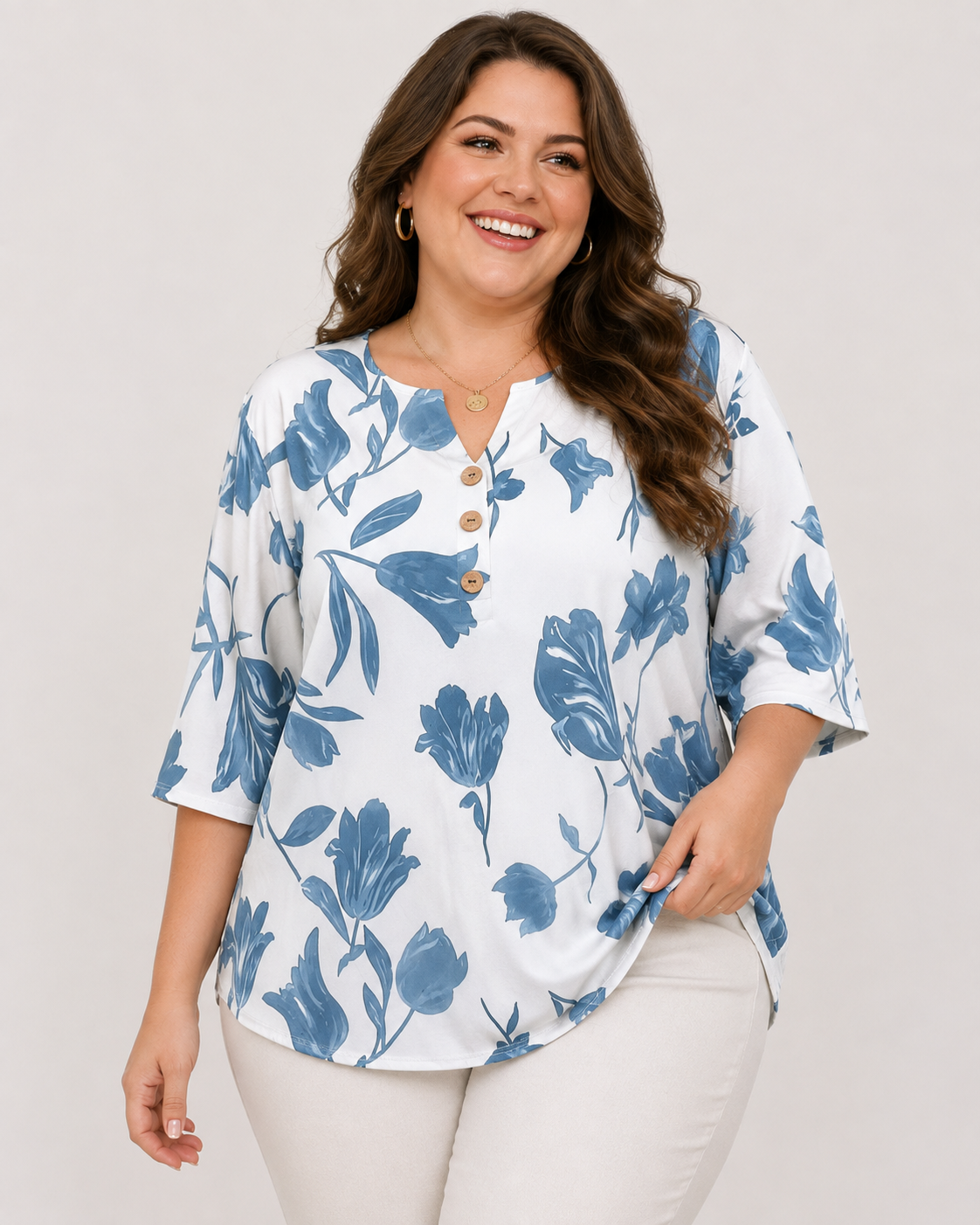 Large Size Fall Digital Printed Long Sleeve Loose Top