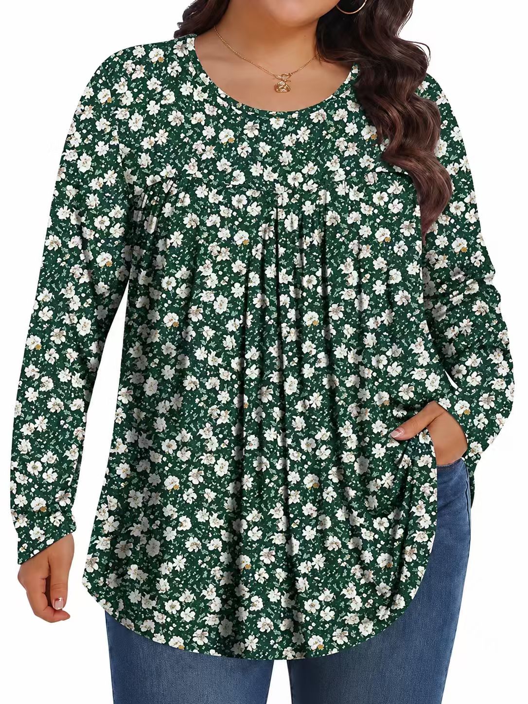 Long-Sleeved Pullover Large Size Floral 3D Printed Women'S Top