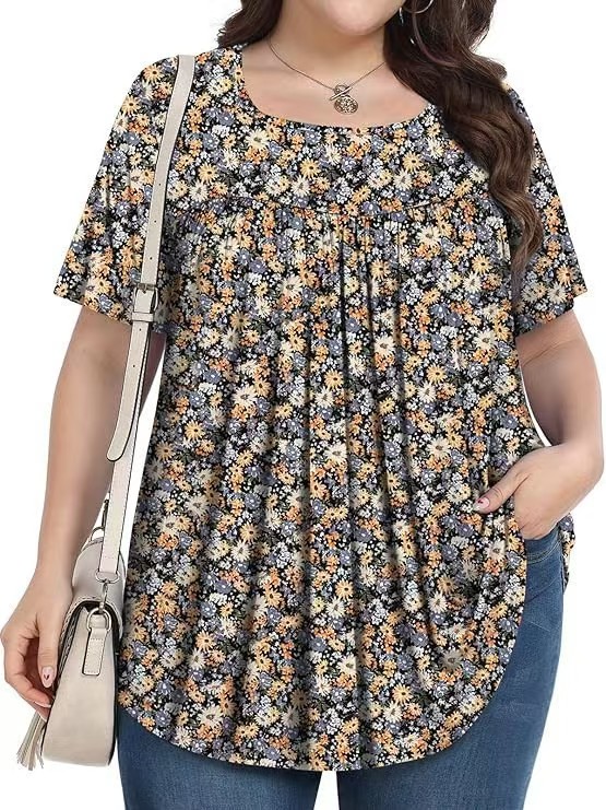 【LIMITED TIME 40% OFF】Plus Size Printed Tunic - Stretchy & Curve-Friendly