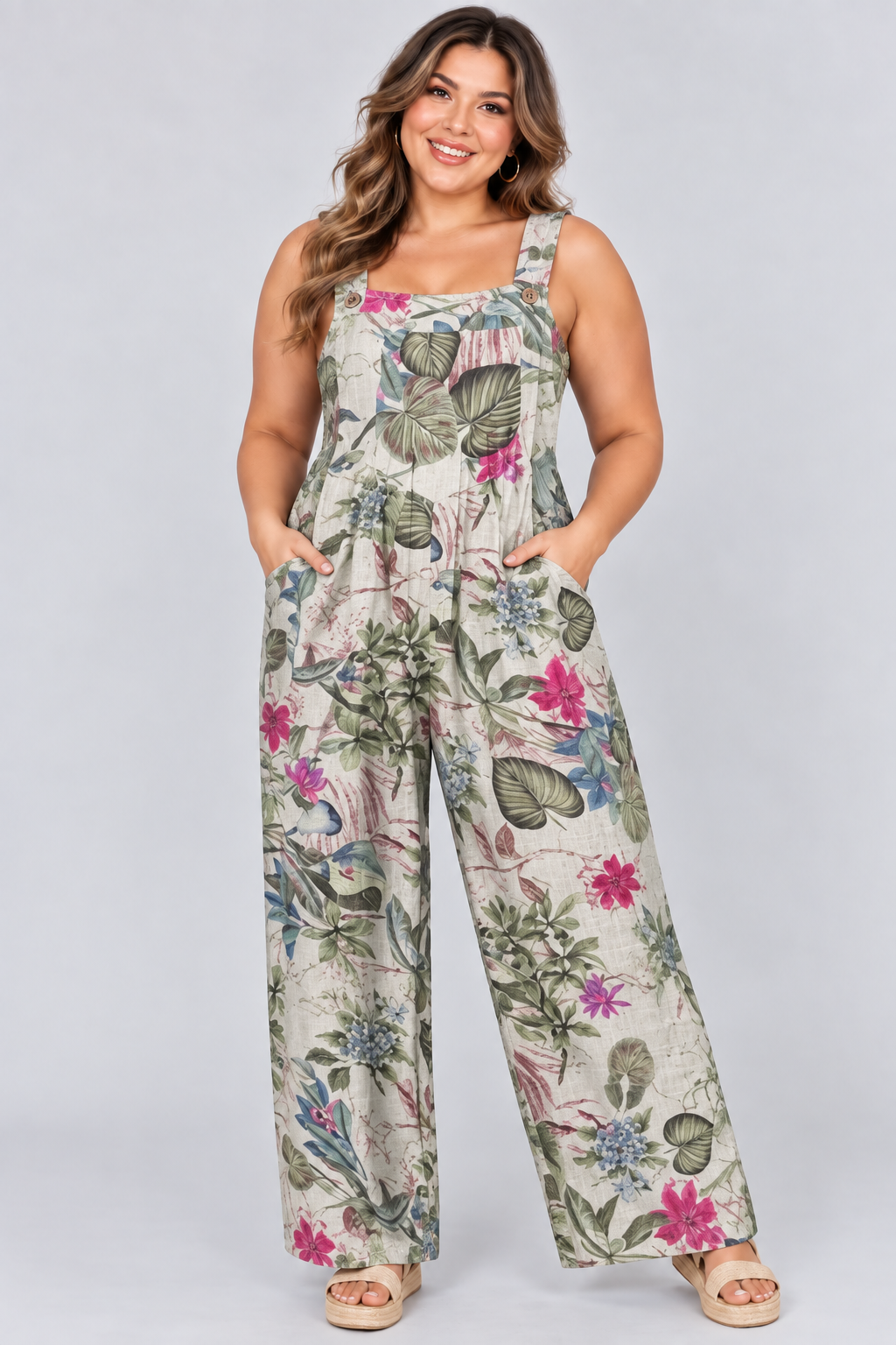 Loose-Fitting Jumpsuit with Suspenders