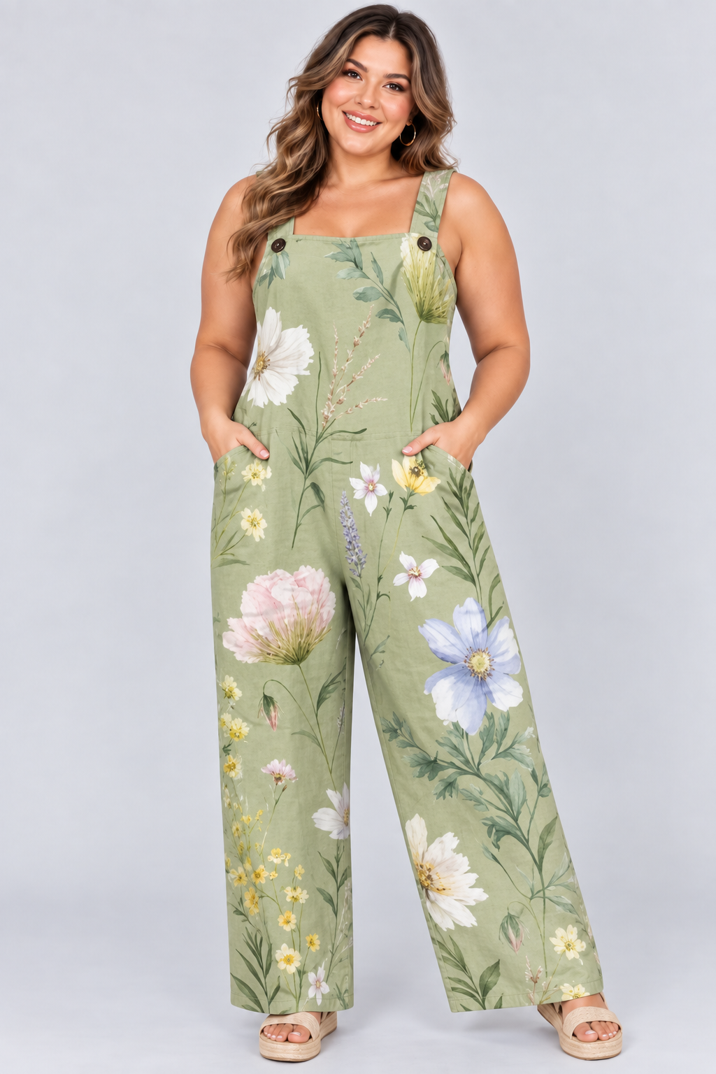 Loose-Fitting Jumpsuit with Suspenders